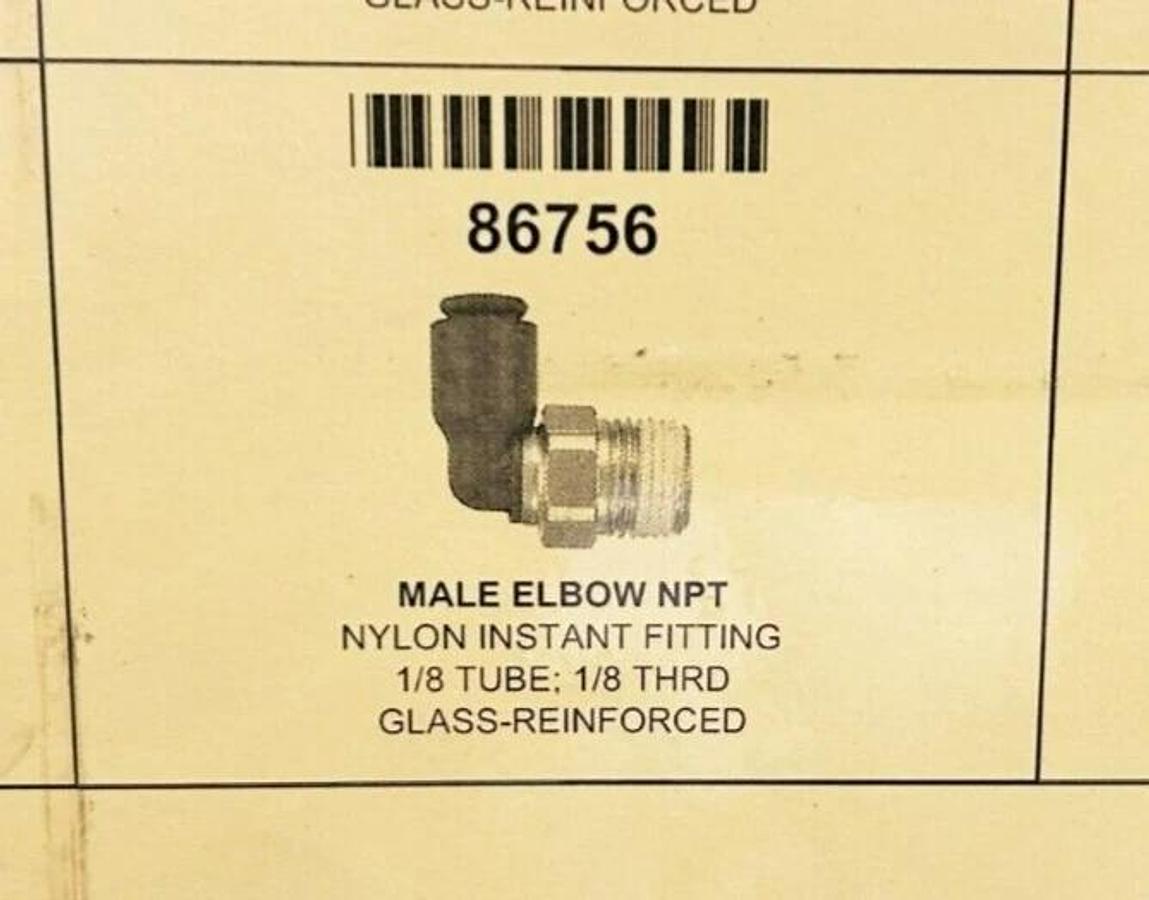 Lot of 7 New Lawson 86756 Male Elbows NPT, 1/8" Tube, 1/8" Thread