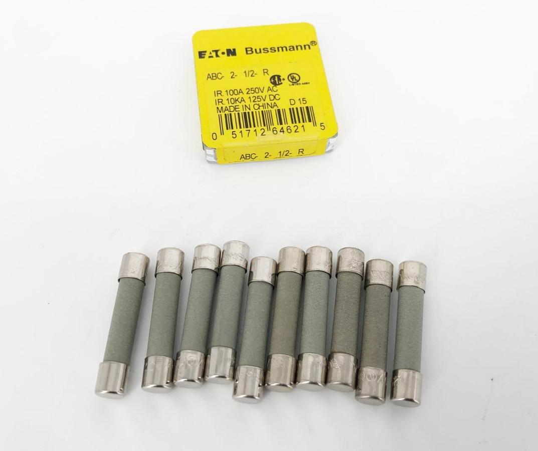 Lot of 10 New Eaton Bussmann ABC-2-1/2-R Fuses 2.5A 250VAC 125VDC - No Box