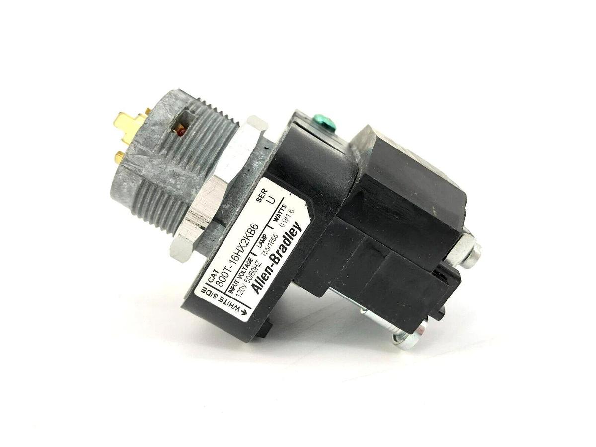 Used Allen-Bradley 800T-16HX2KB6 Ser. U Illuminated Selector Switch 120VAC - As Is