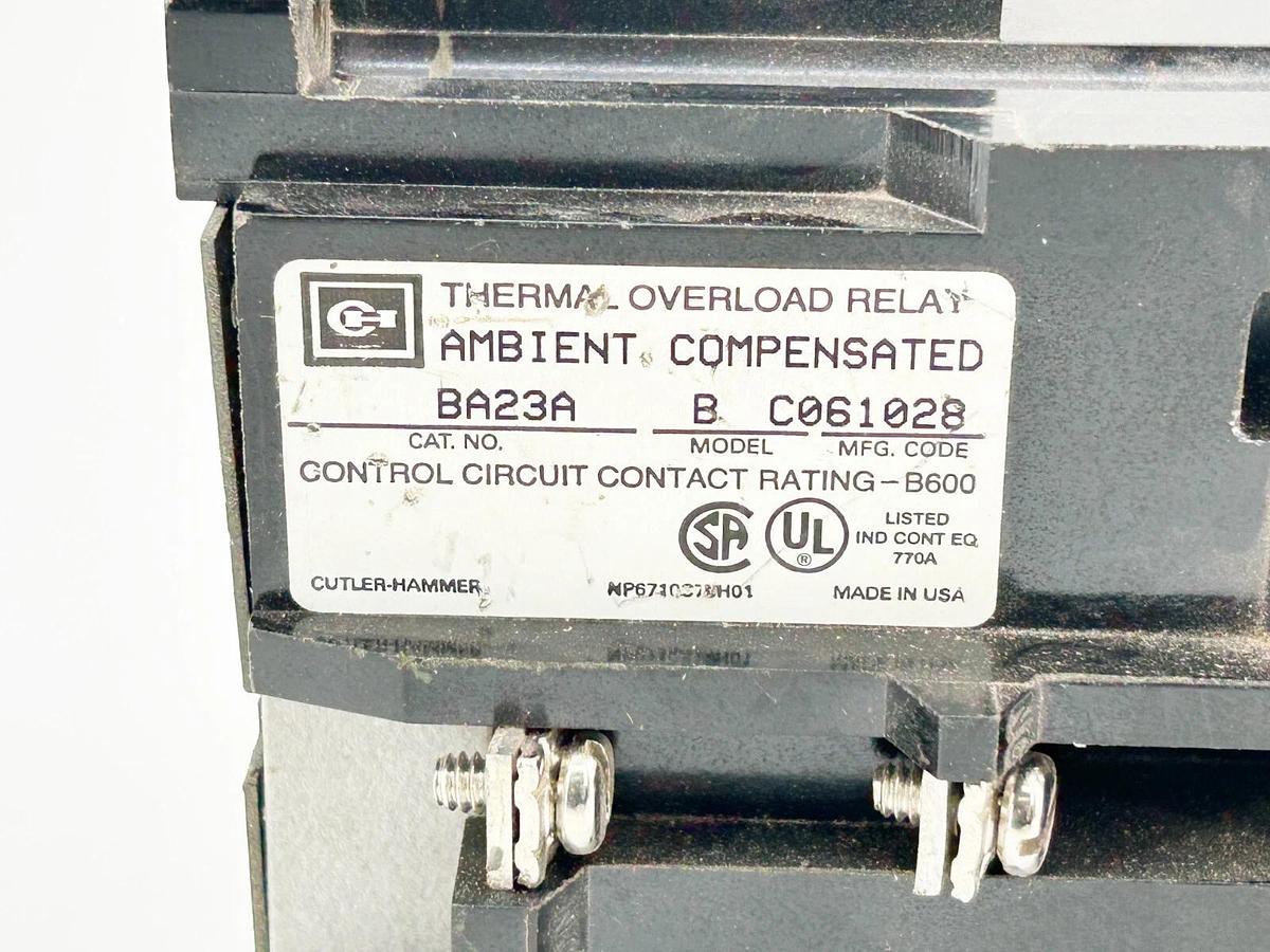Used Cutler Hammer BA23A Thermal Overload Relay 3 Pole 26.3-45FLA Size 2 Starter