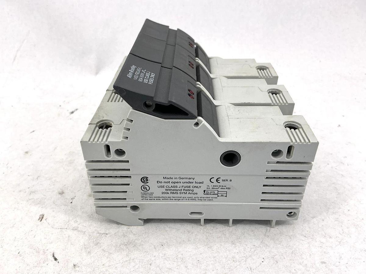 Used Allen Bradley 1492-FB3J60-L Ser B Fuse Holder 60A 600V Class J Fuse Only