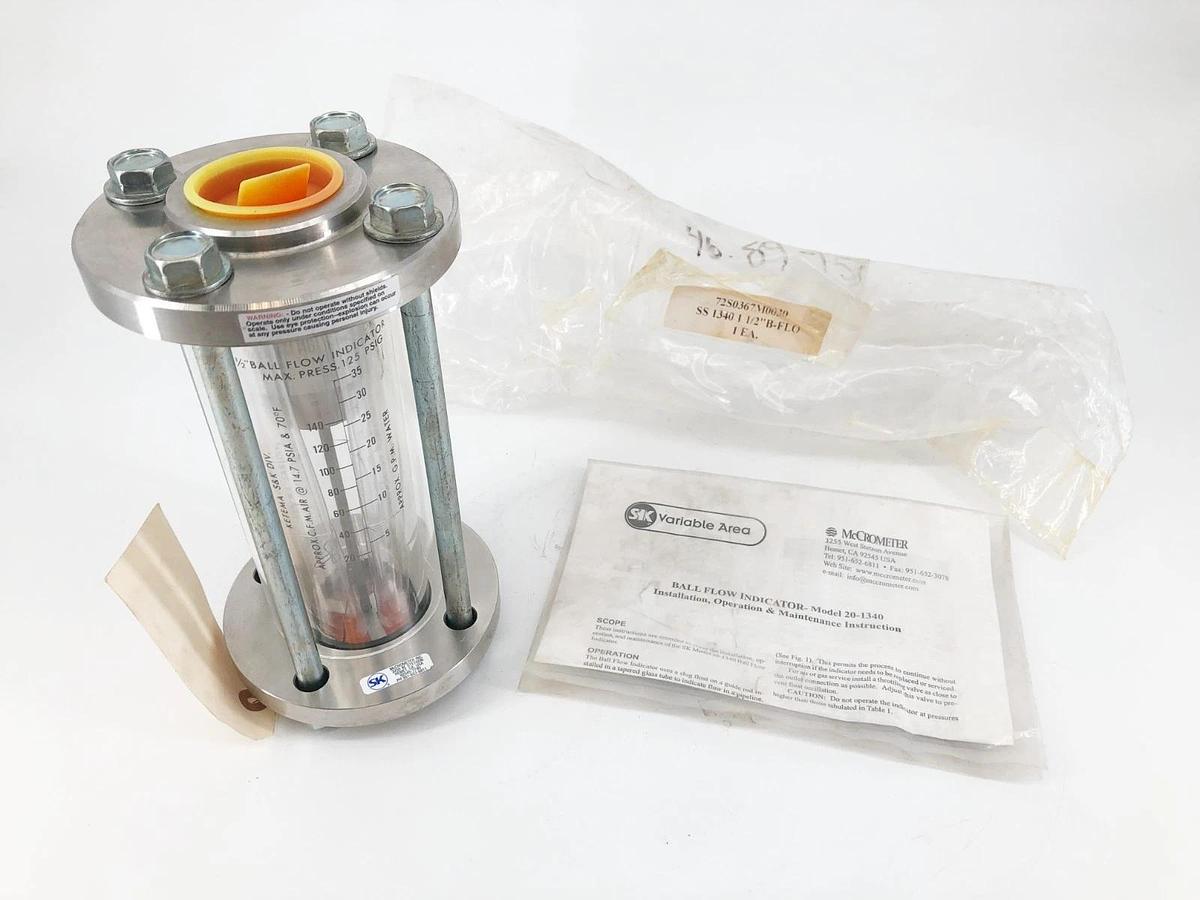 New McCrometer 20-1340 Ball Flow Indicator 1-/2" B-Flo 72S0367M0030