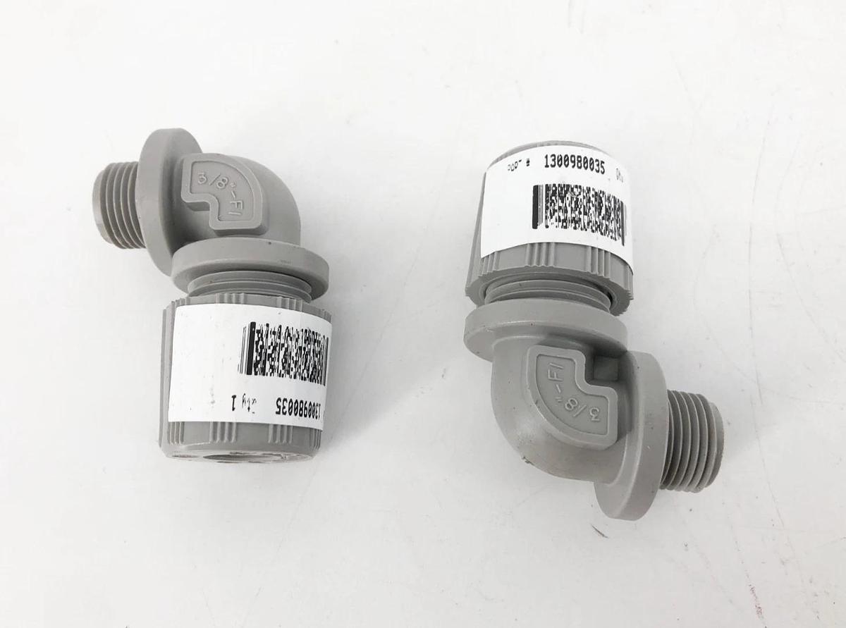 Lot of 2 New Woodhead 1300980035 Cable Grips 90° Nylon 3/8" NPT Gray - No Box