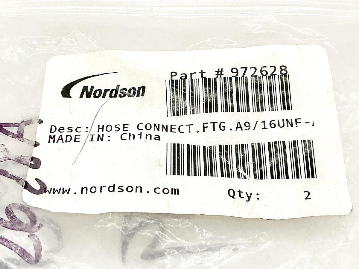 New Lot of 2 Nordson 972628 Hose Connect Fitting .FTG.A9/16UNF