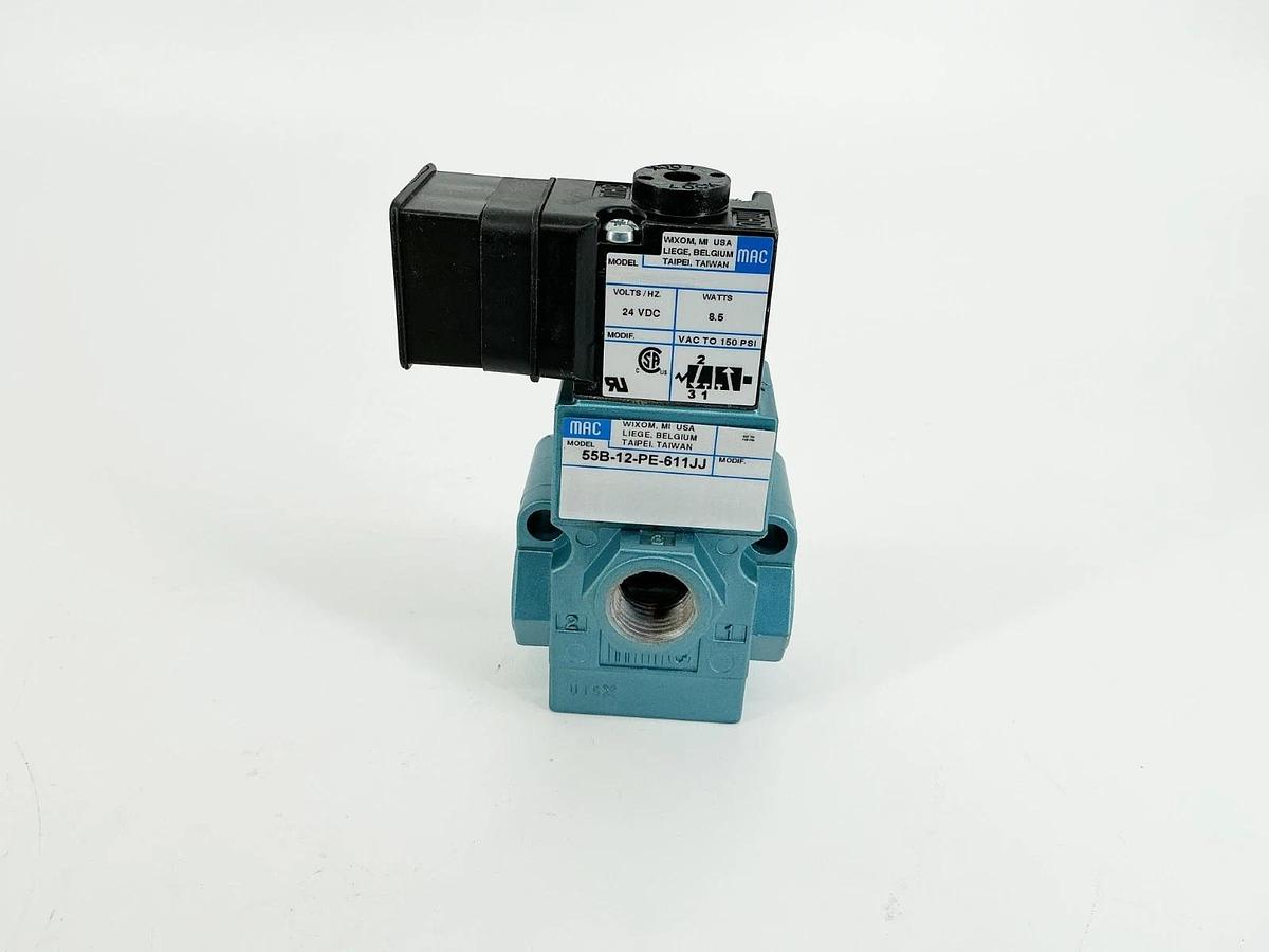 New Mac Valves 55B-12-PE-611JJ Solenoid Valve 24VDC 8.5W 150PSI