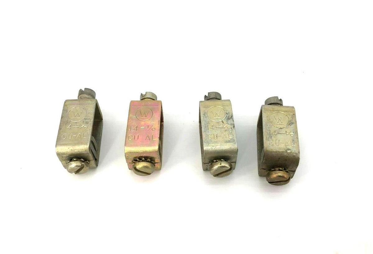 Lot of 4 New Westinghouse 14-1/0 Terminal Lugs, CU AL