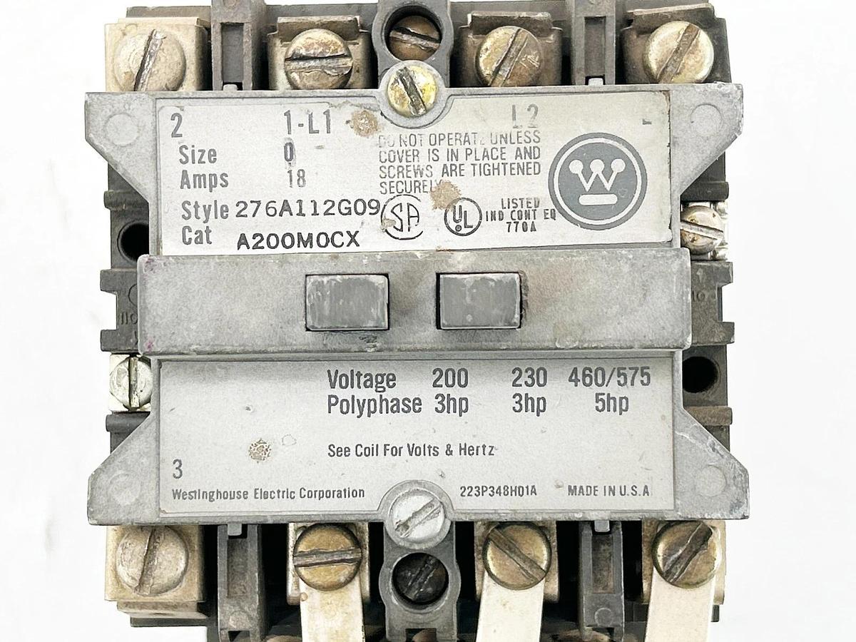 Used Westinghouse A200M0CX Starter Non-Reversing Size 0 3P 480V 5HP 18A 50/60Hz