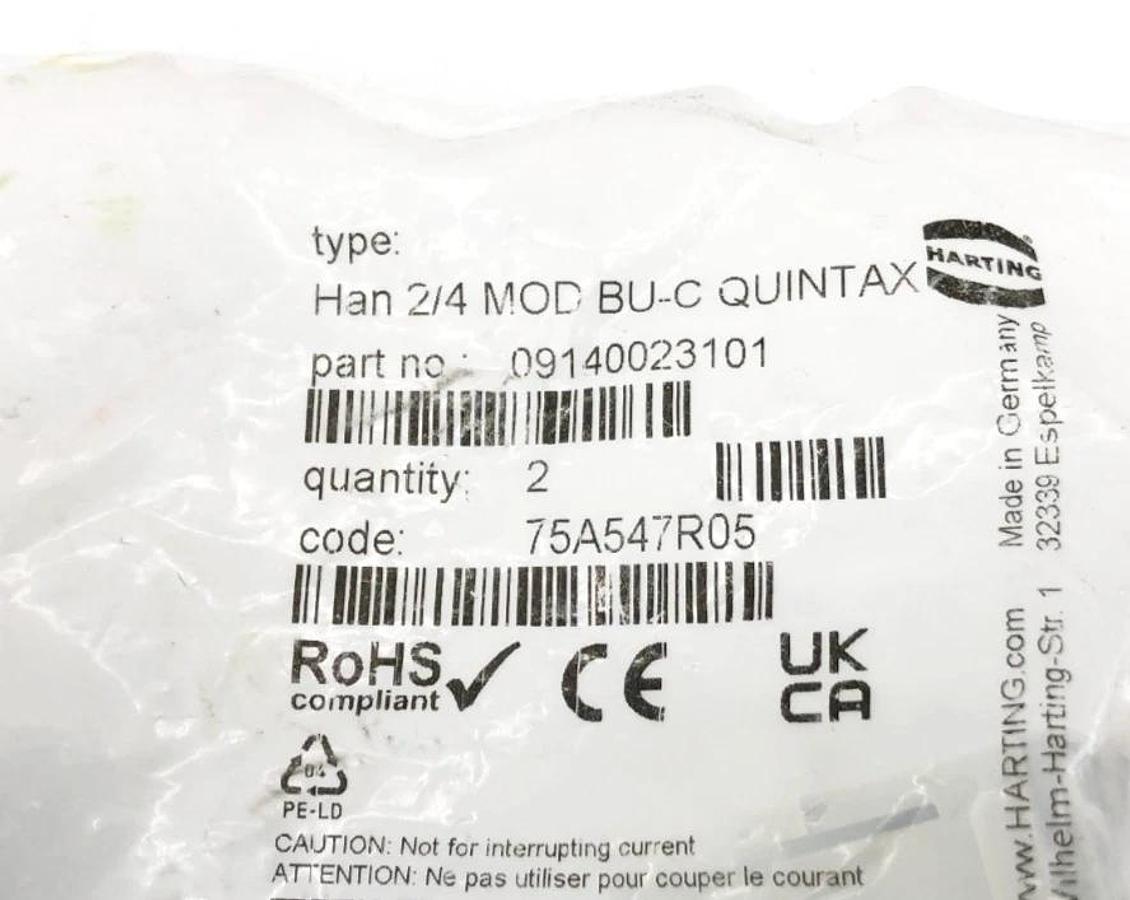 Lot of 4 New Harting 09140023101 Connectors Female MOD BU-C Quintax
