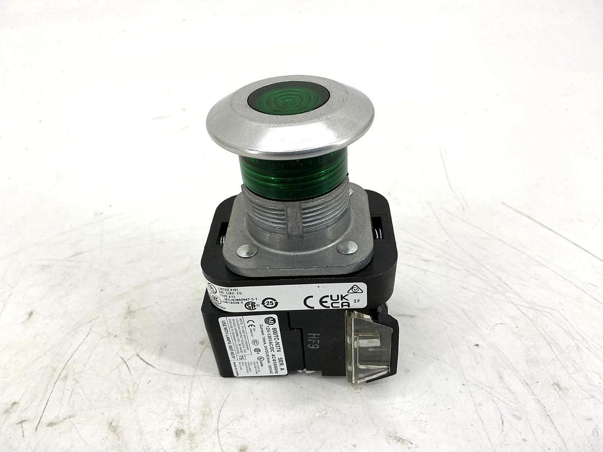 New Allen Bradley 800TC-FXQH2GA1 Ser U Push-Pull Device Green LED 130V - No Box