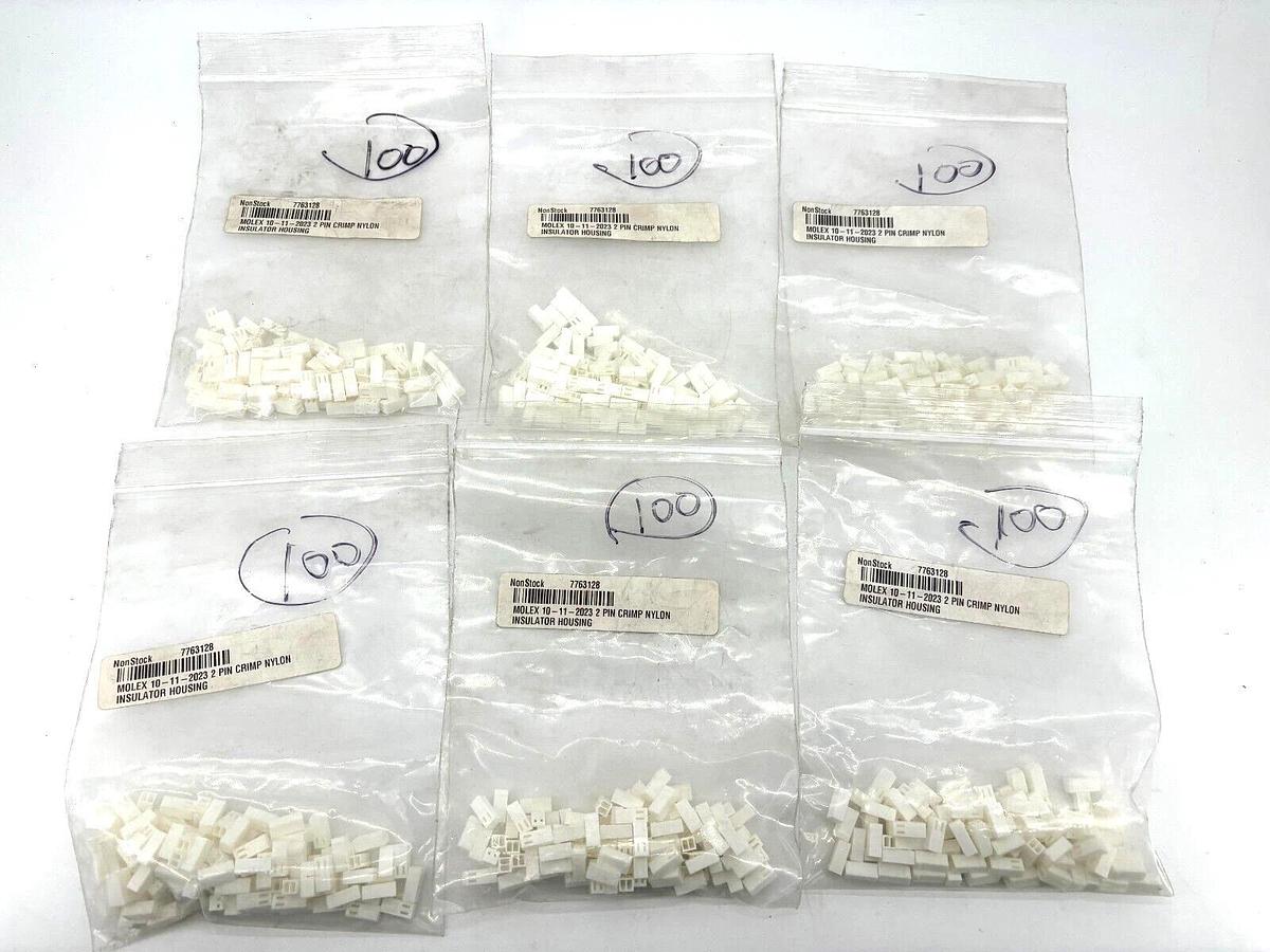 Lot of 600 New Molex 10-11-2023 2-Pin Crimp Nylon Insulator Housings 10112023