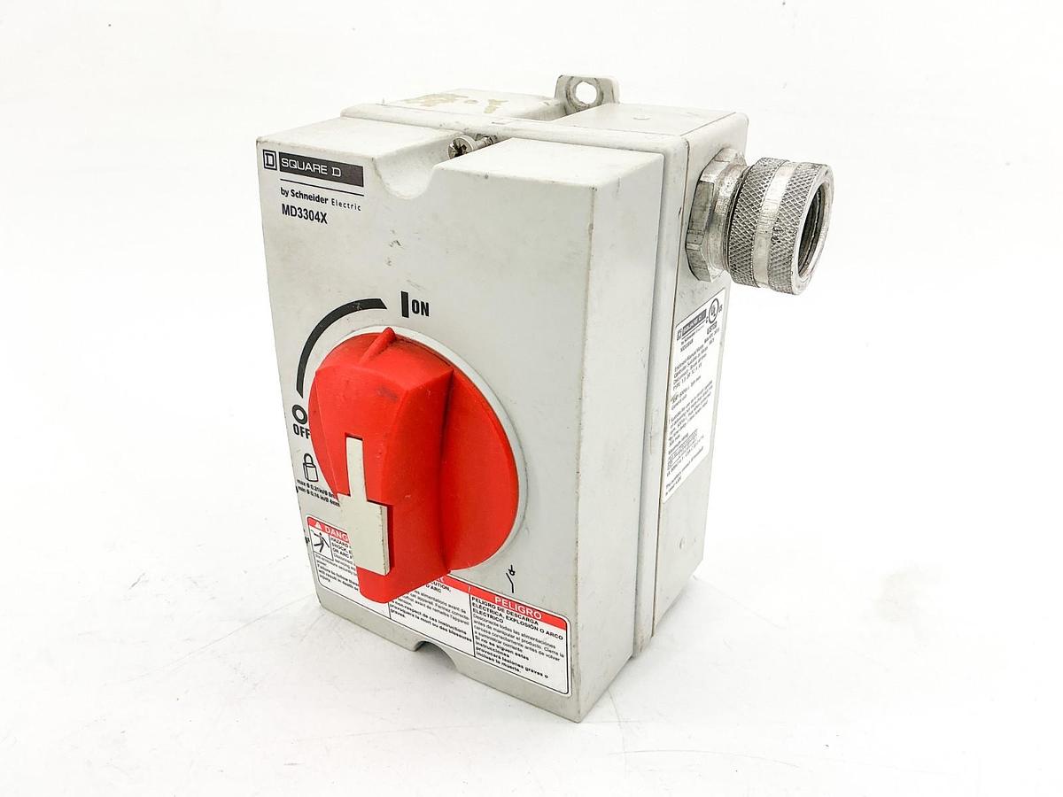 Used Square D MD3304X Enclosed Manual Motor Switch 30A 600V 3PH