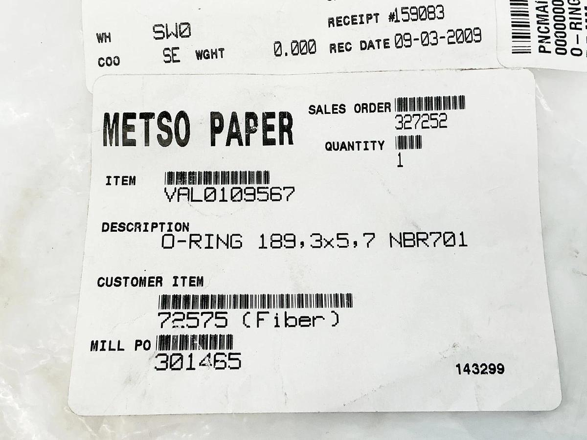 New Metso Paper VAL0109567 O-Ring 189.3X5.7 NBR701