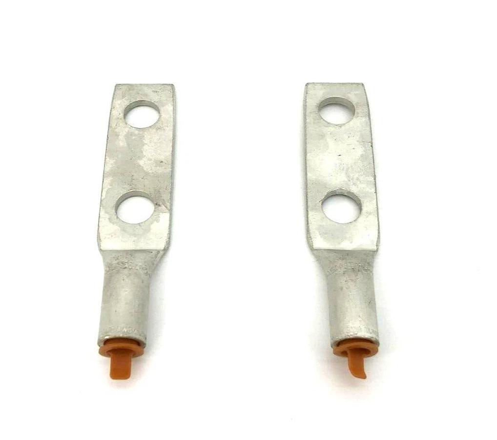 Lot of 2 New Burndy YA25A7 Aluminum Compression Lugs, 1/0 AWG, 1/2" Stud. 2 Hole