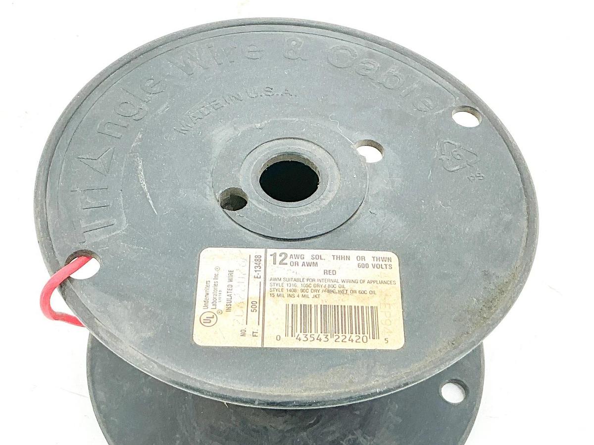New Triangle Wire E-13488 12AWG SOL. THHN OR THWN OR AWM Wire 600V Red 15+Ft
