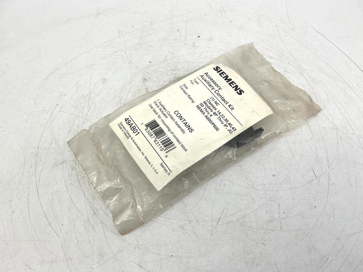 New Siemens 49AB01 Auxiliary Contact Assembly Actuator Type: 1NC Size: 00 Thru 4