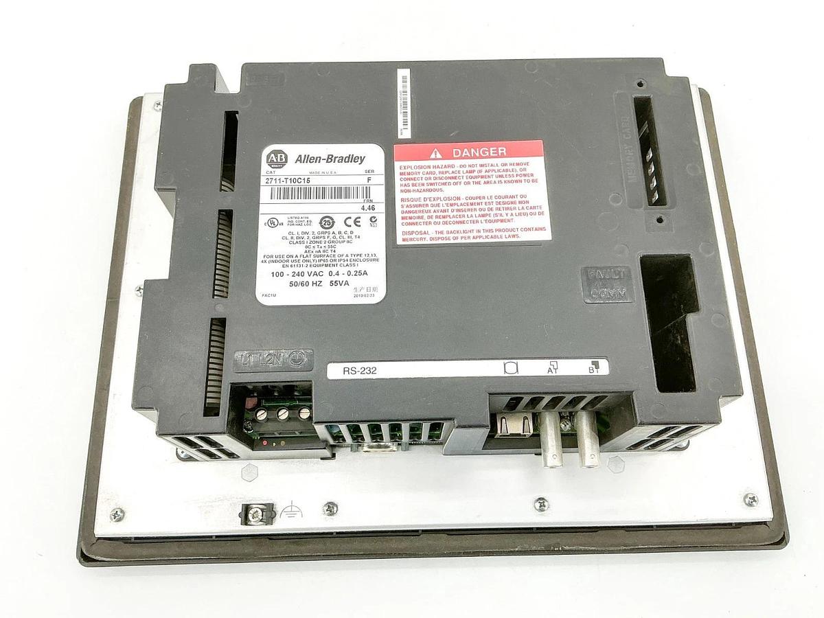 Used Allen Bradley 2711-T10C15 PanelView 1000 100-2450V 0.4A 50/60Hz 55VA Ser.F