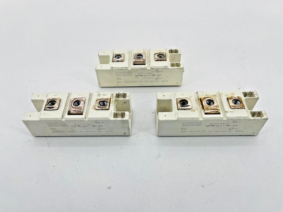 Used Lot of 3 Semikron Semipack 2 12-792745-00 Diode Module SKKT 162/14 EIC