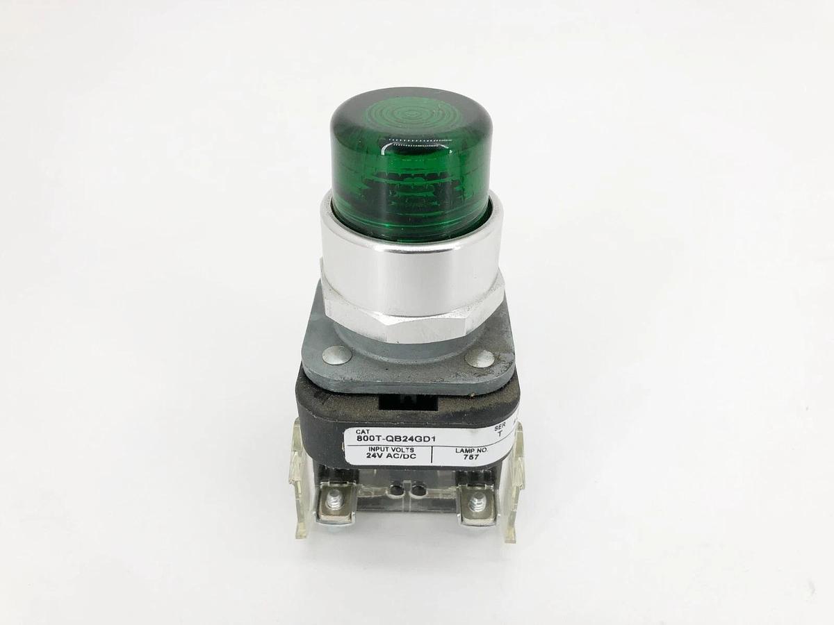 New Allen Bradley 800T-QB24GD1 Ser. T Green Illuminated Pushbutton 24VAC/DC