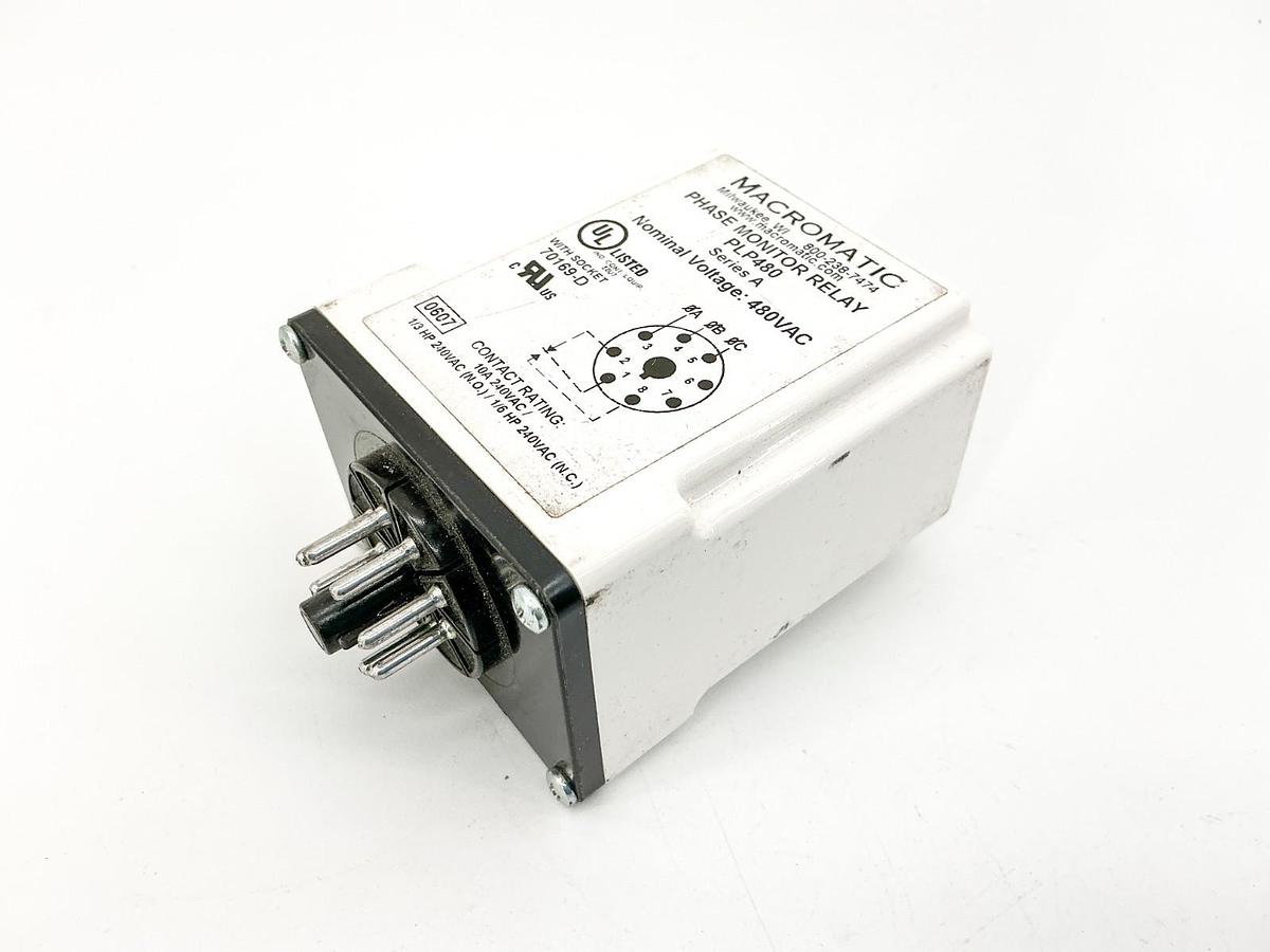New Macromatic PLP480 Phase Monitor Relay 480V 8Pin - No Box