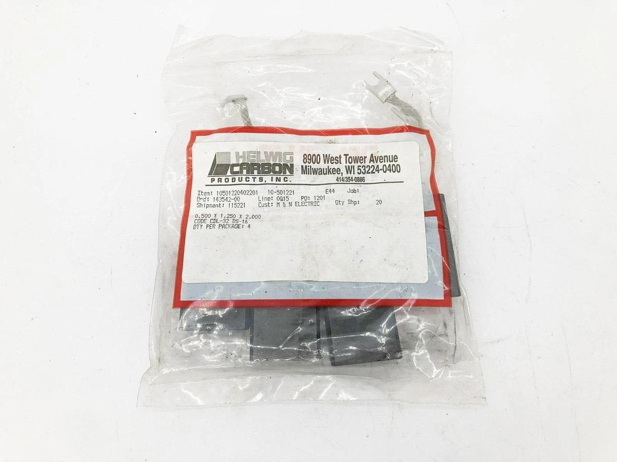 Lot of 4 New Helwig Carbon 10-501221 Motor Brushes 0.5" x 1.25" x 2"