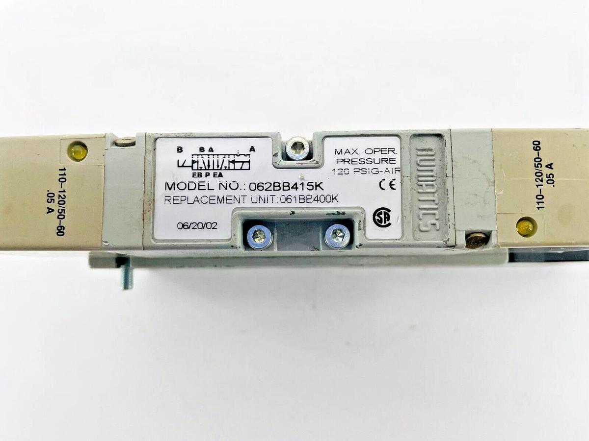 Used Numatics 062BB415K Solenoid Valve 110/120V .05A 120PSIG Air
