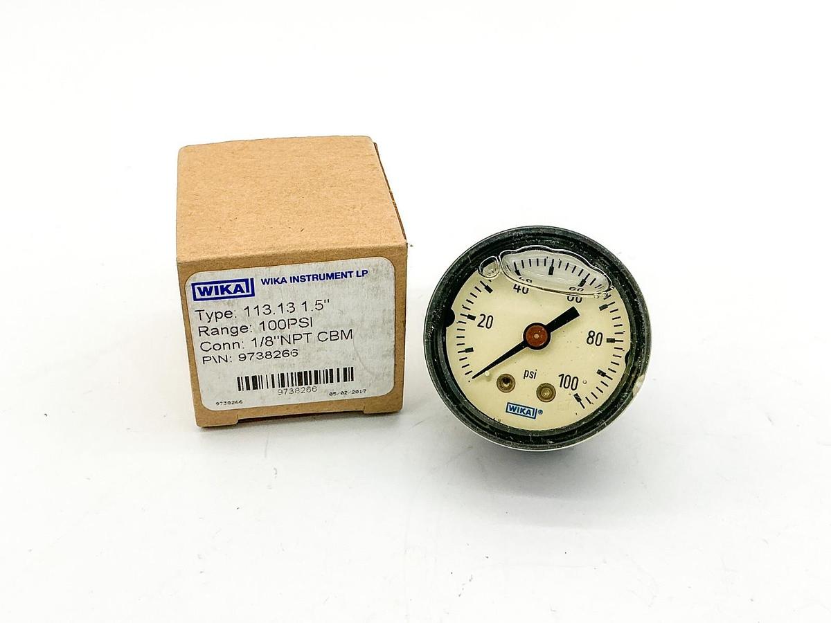 New Wika 9738266 Pressure Gauge 100PSI 1/8"npt 1.5" Face 113.13 1.5"