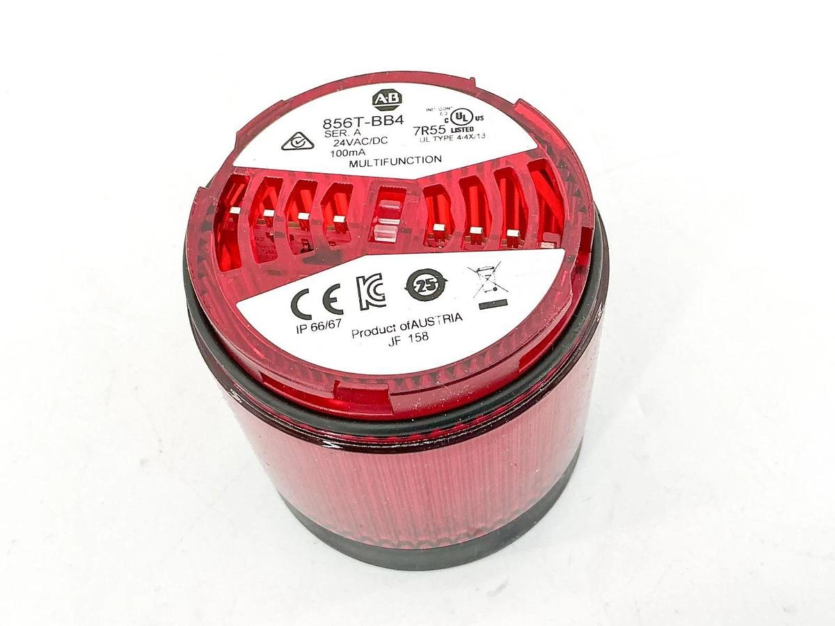 New Allen Bradley 856T-BB4 LED Multifunction 70mm Light Stack Red 24V Ser.A