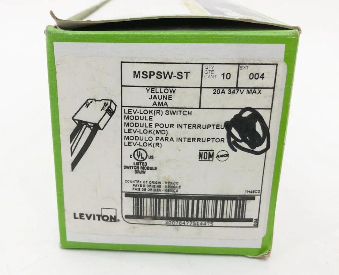 Box of 10 New Leviton MSPSW-ST Wiring Module 20A 6" Leads Yellow