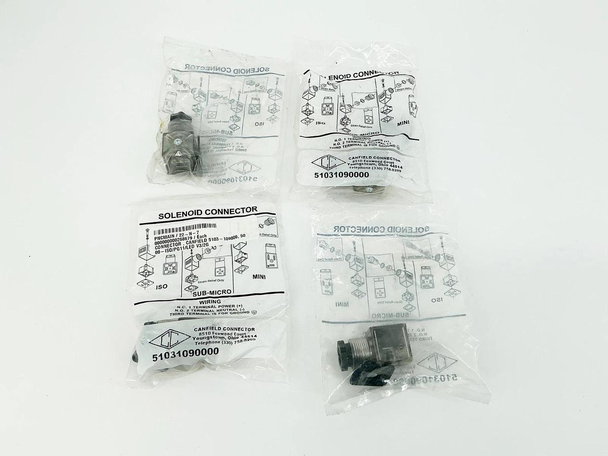 New Lot of 4 Canfield 5103-1090000Solenoid Valve Connector 48V 50/60Hz
