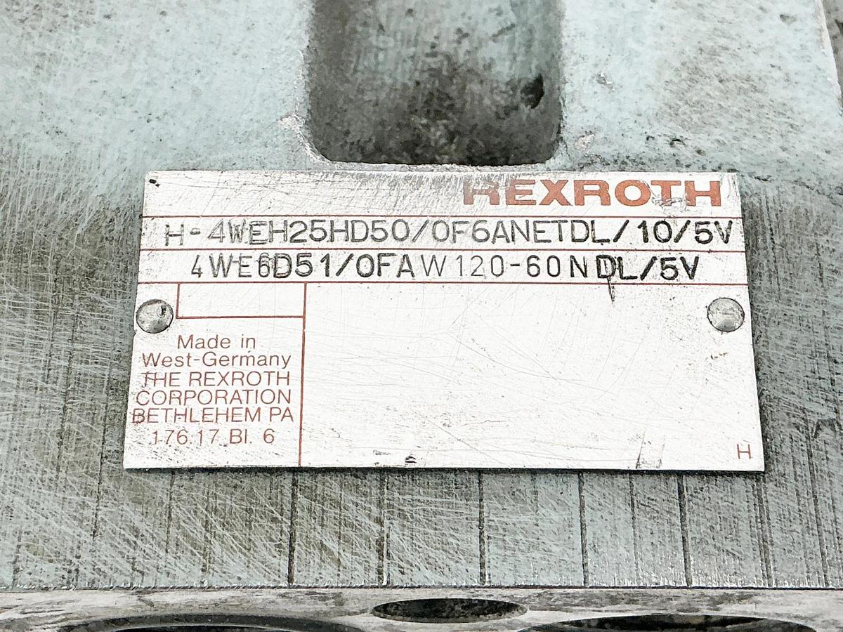 Used Rexroth 4WE6D51/OFAW120-60NDL/5V Hydraulic Valve Base H-4WEH25HD50/OF6ANETDL/10/