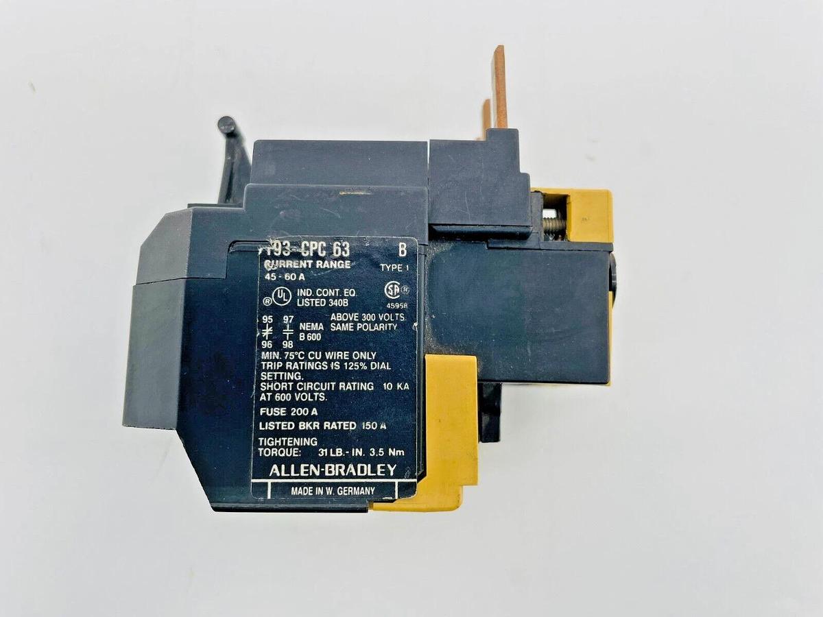 Used Allen Bradley 193-CPC-63 Overload Relay 45-60A 3P