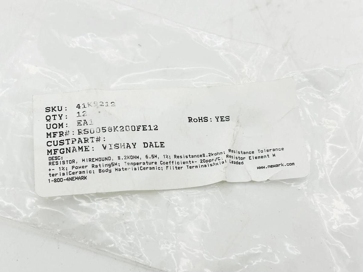 New Lot of 7 Dale 41K9212 Resistor RS-5 8.2K OHMS RS0058K200FE12