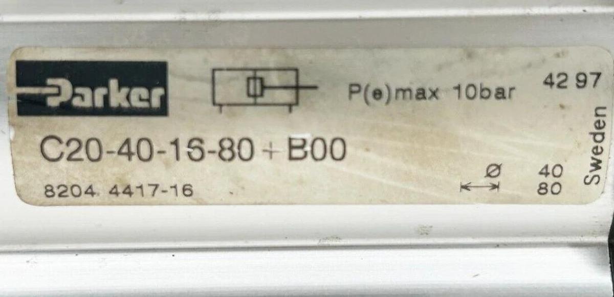 New Parker C20-40-16-80+B00 Pneumatic Cylinder 8204-4417-16 10Bar