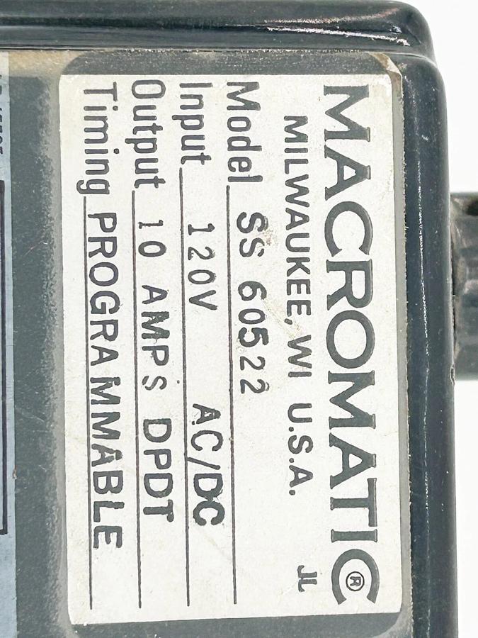 Used Macromatic SS-60522 Time Delay Relay 10A 120V DPDT