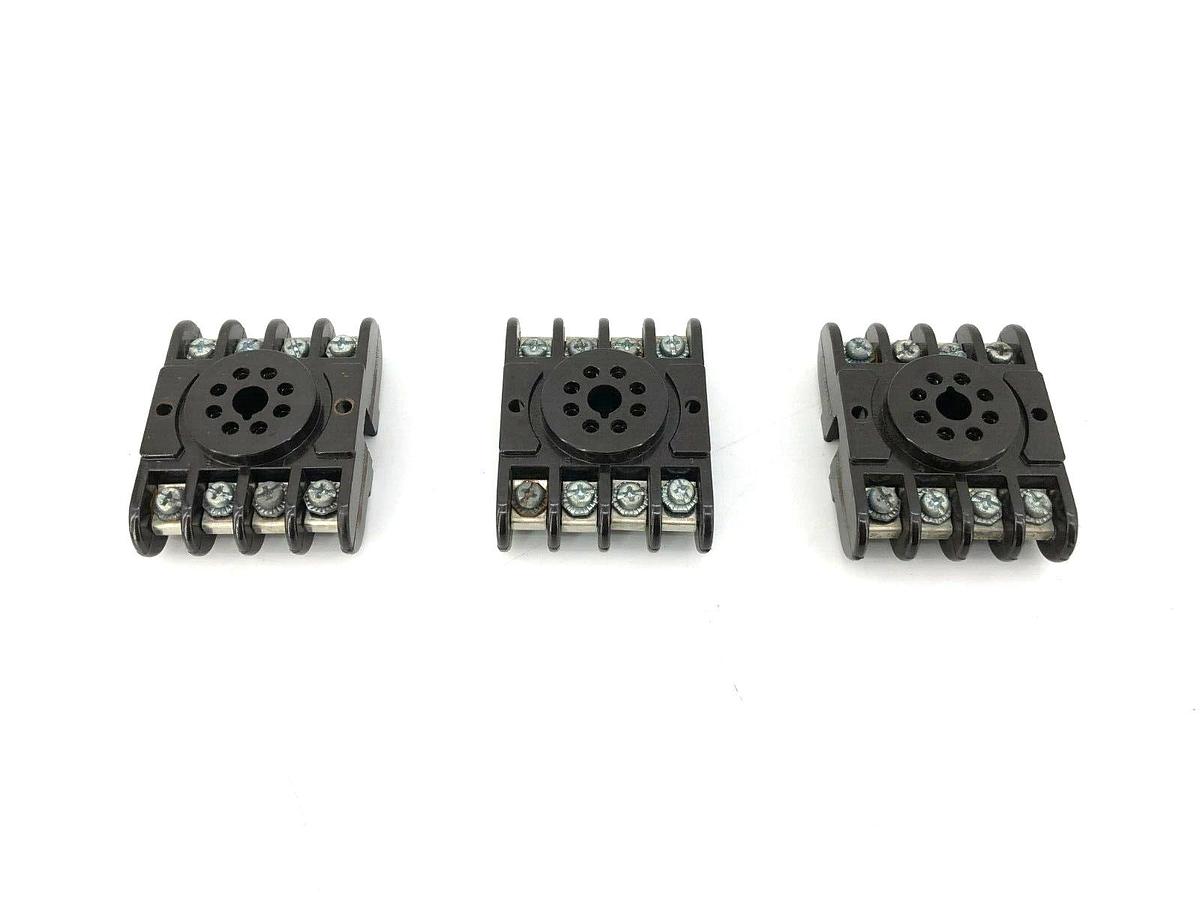 Lot of 3 New Amphenol 146 8-Pin Octal Female DPDT Relay Socket Bases