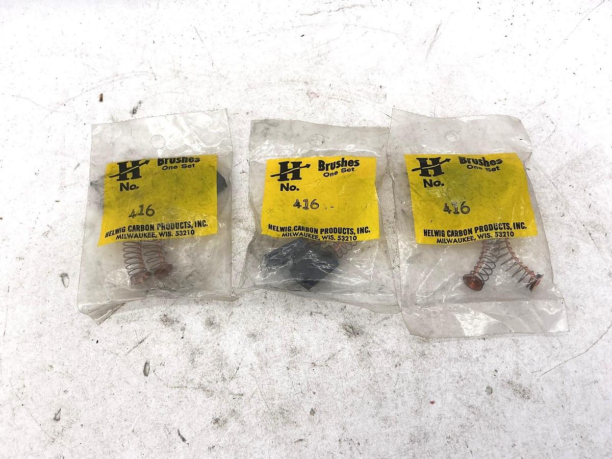 Lot of 3 Helwig Carbon Products 416 Carbon Brushes Set QTY 2 Per Bag