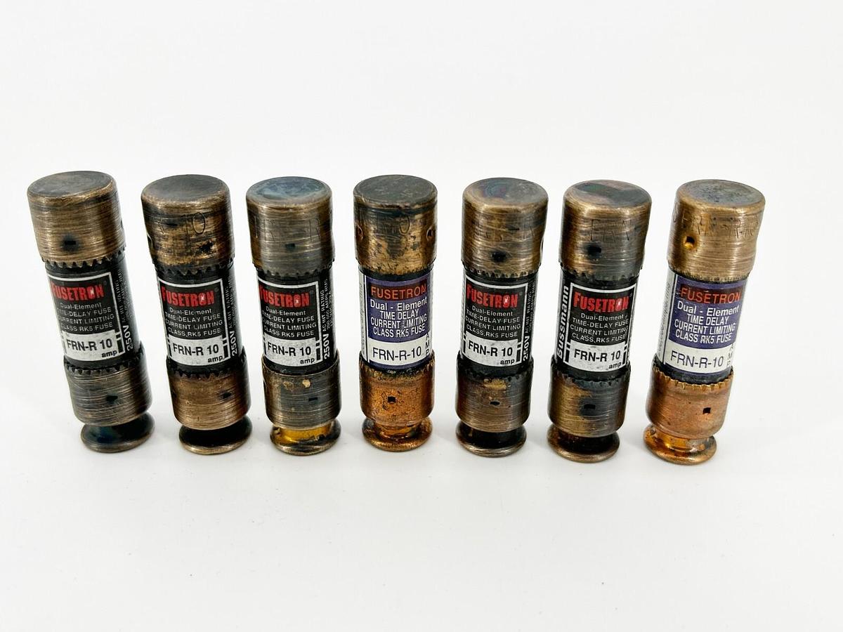 Lot of 7 Bussmann FRN-R-10 Dual Element Time Delay 10A 250V
