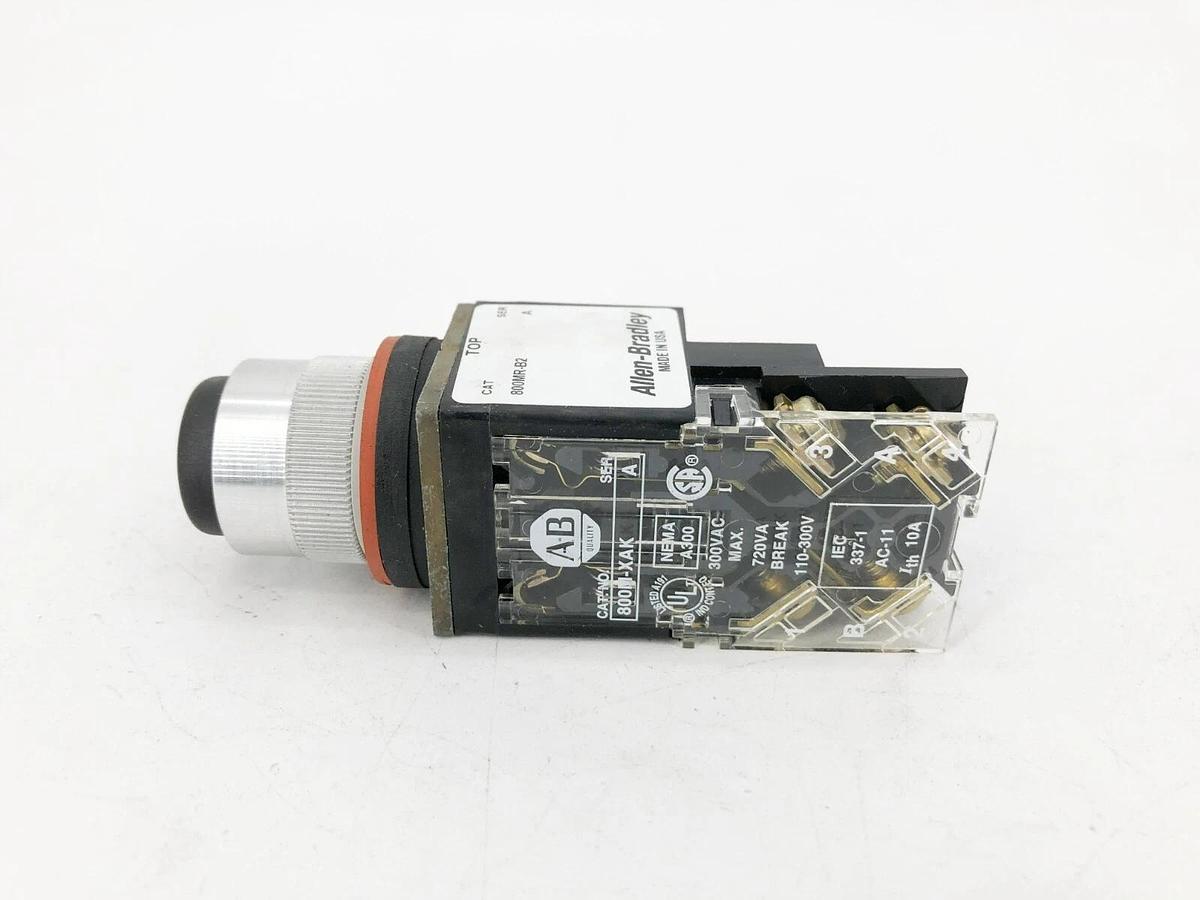 New Allen Bradley 800MR-B2AK Small Round Extended Pushbutton Black Ser. C