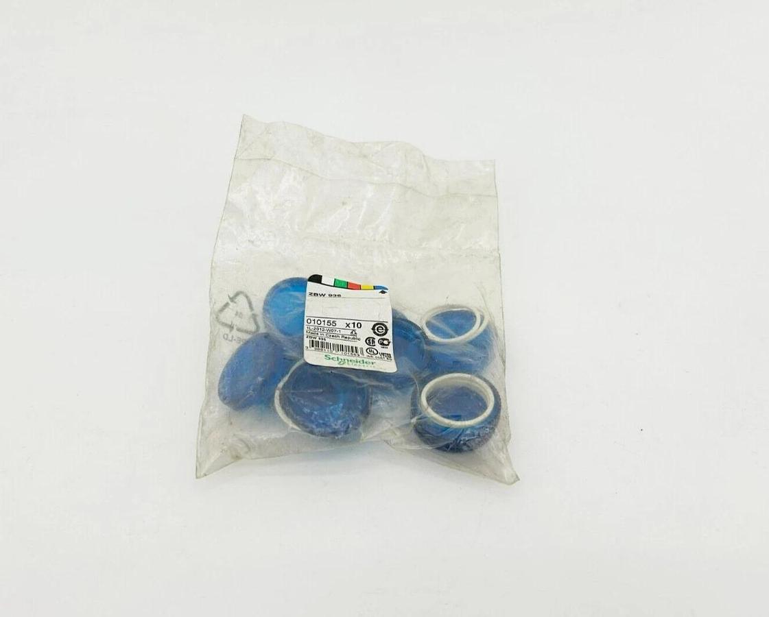 Bag of 10 New Telemecanique ZBW-936 Blue Lense Caps, 010155, ZBW936