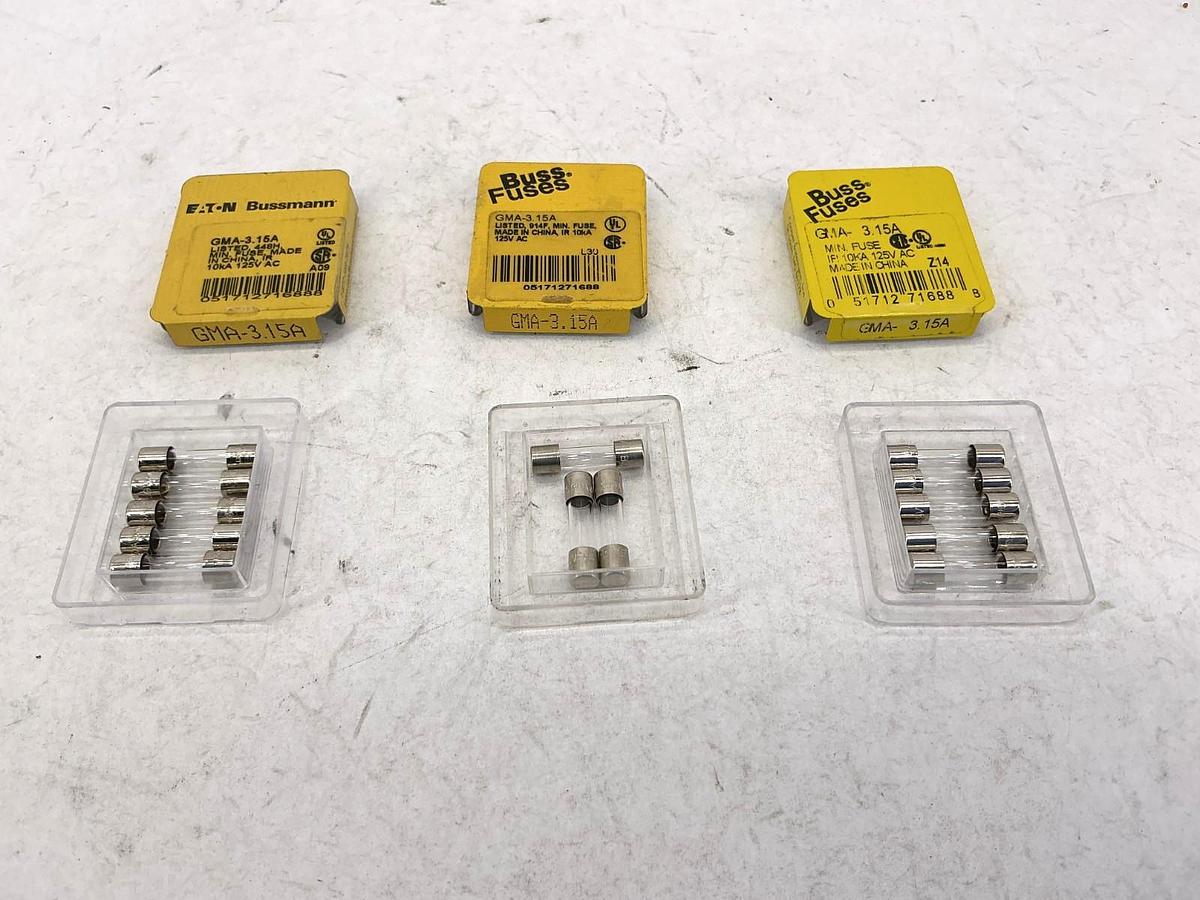 Lot of 13 New Bussmann GMA-3.15A Glass Mini Fuses 3.15A 125V