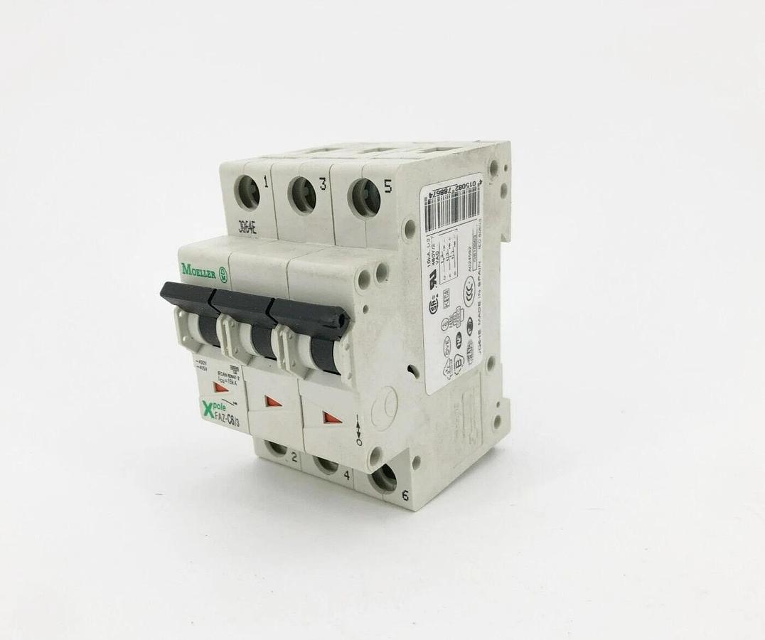 New Moeller FAZ-C6/3 Circuit Breaker 6A 3 Pole480Y/277VAC