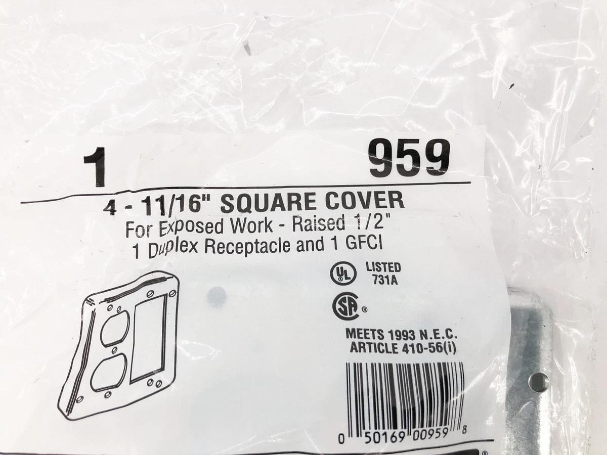 Lot of 3 New Hubbell 959 Exposed Square Work Covers Duplex/ GFCI 4-11/16"