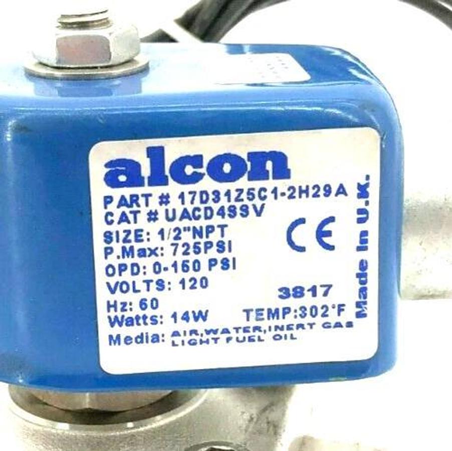 New Alcon 17D31Z5C1-2H29A Solenoid Valve 1/2"NPT 120V UACD4SSV