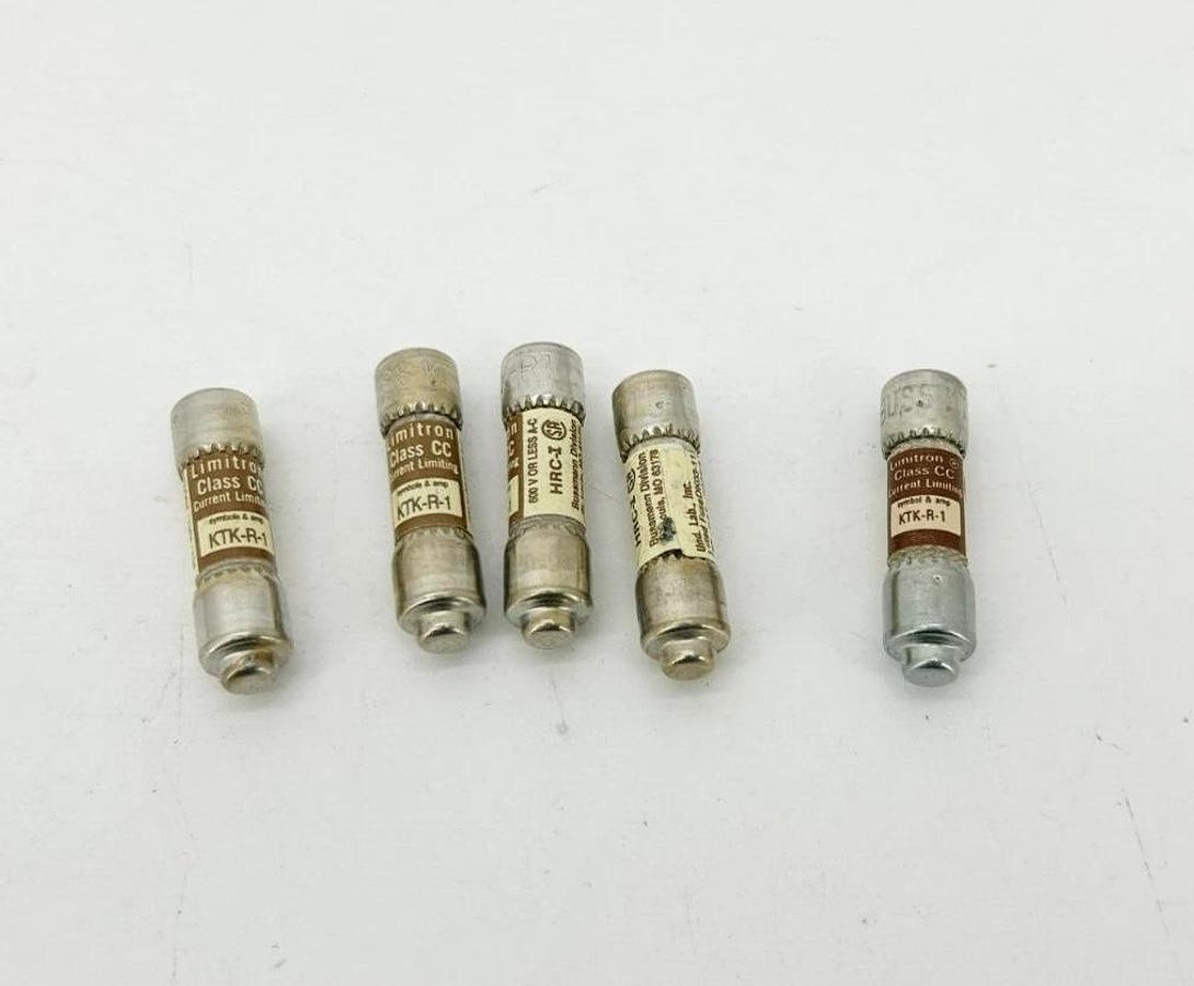 Lot of 5 New Bussmann Limitron KTK-R-1 Fast Acting Fuses 1A 600V Class CC