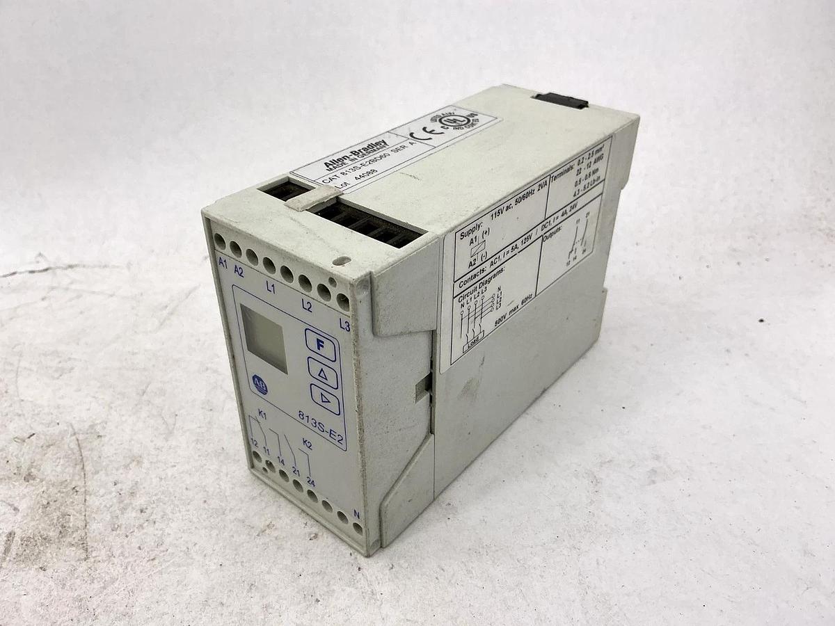 Used Allen Bradley 813S-E2BD60 Ser A Phase Monitor 115V 50/60HZ 500V Max