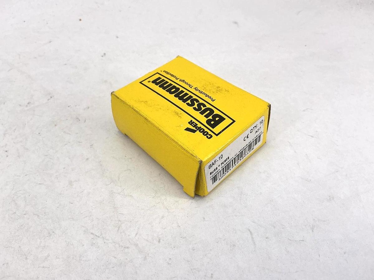 New Bussmann BAF-10 250Vac Fast-Acting Fuse 10A 250V Box of 10