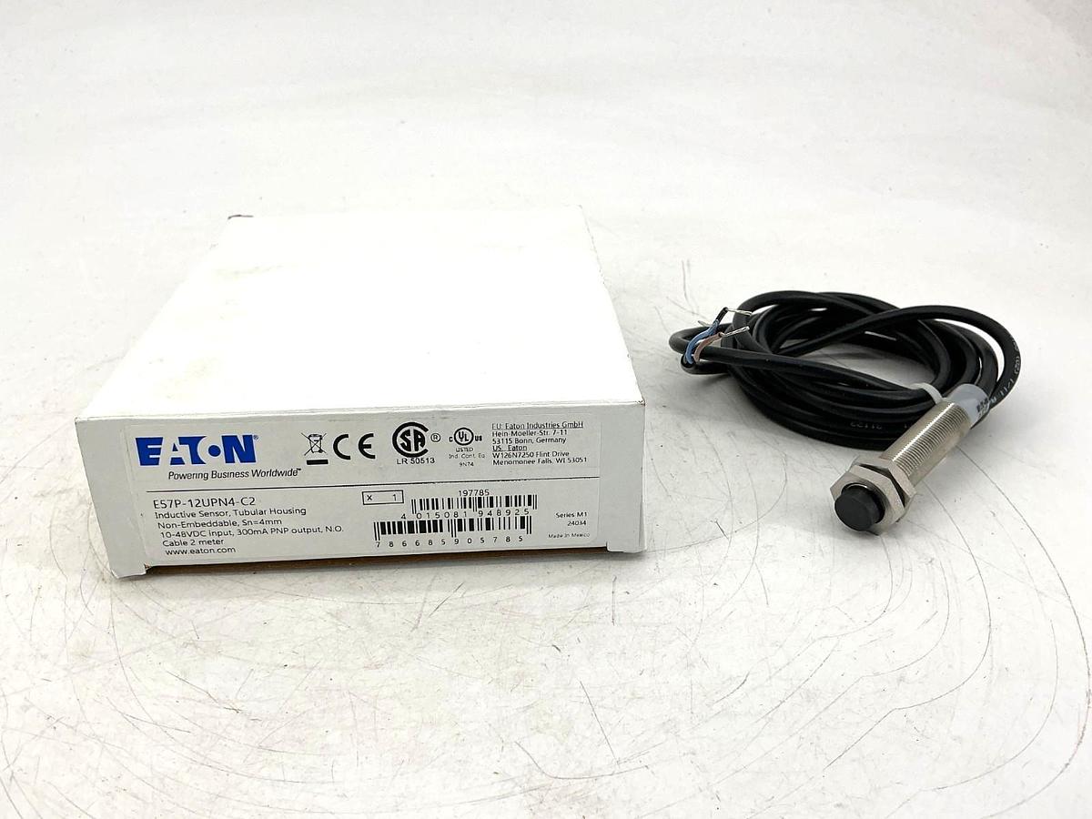 New Eaton E57P-12UPN4-C2 Ser M1 Inductive Sensor 3-Wire 10-48VDC NO Cable 2meter