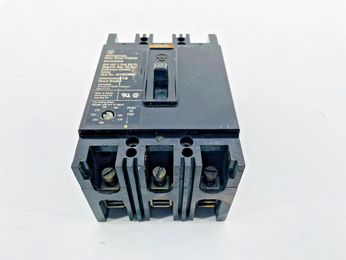 Used Westinghouse MCP23480CR Circuit Breaker Motor Protector 600VAC 3P 50A