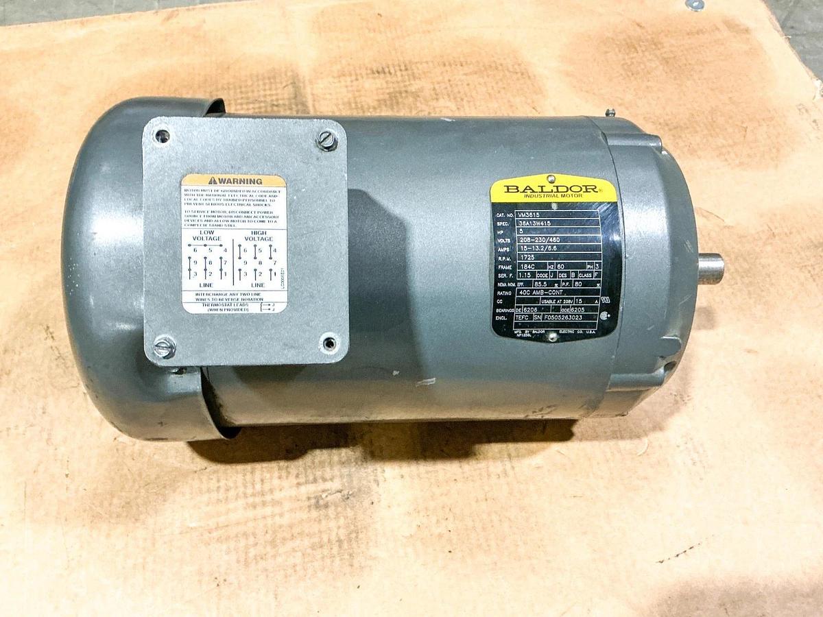 Used Baldor VM3615 Electric Motor 5HP 3PH 460V 1725RPM 36A13W415