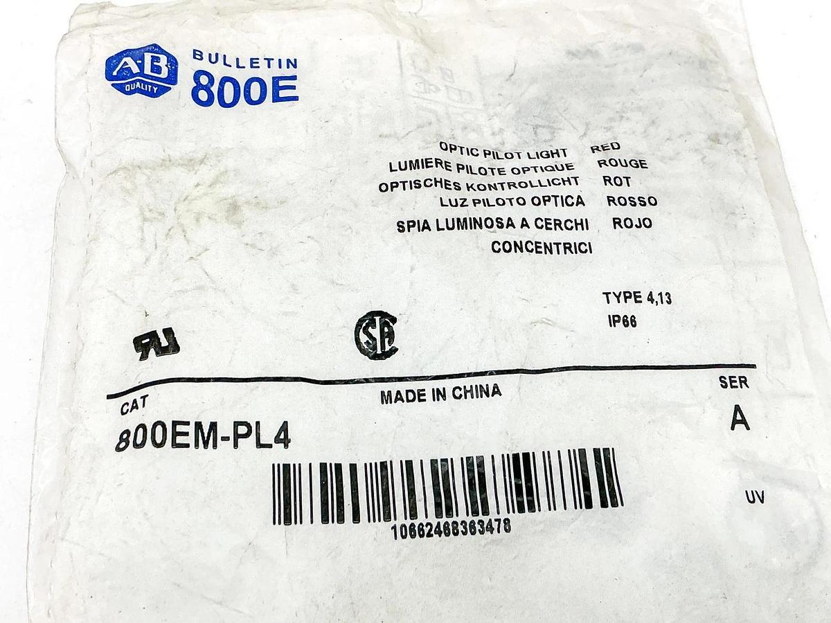 New Lot of 3 Allen Bradley 800EM-PL4 Optic Pilot Light Red Ser.A